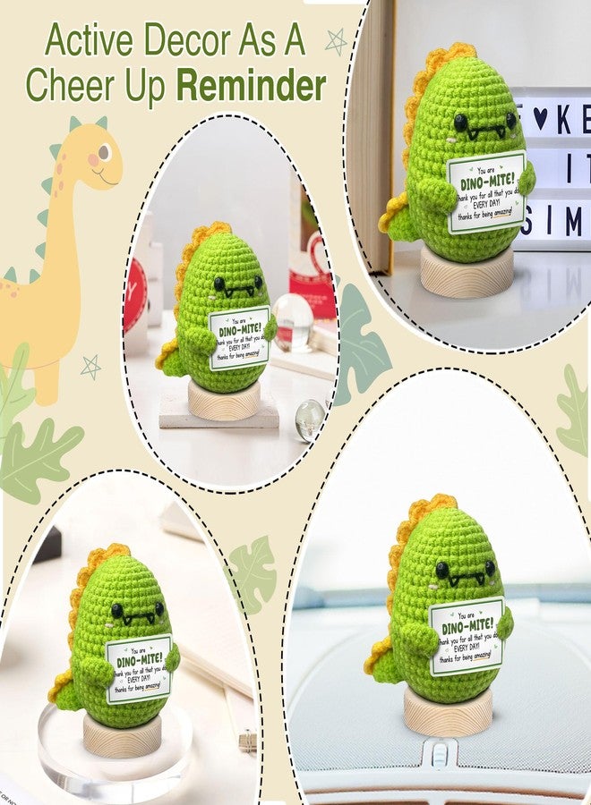 Gossby Handmade Positive Dinosaur Crochet with Card - Inspirational Gift for Women - YOU'RE DINO-MITE - Christmas, Birthday, Appreciation Thank You Gift for Coworker, Sister, Friend, Teacher - Image 4